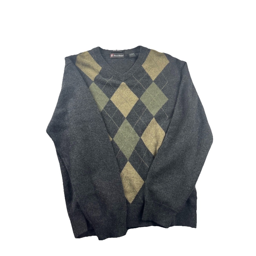 Daniel Bishop‎ 100% Cashmere Argyle Pullover Sweater Soft Preppy Men's Large